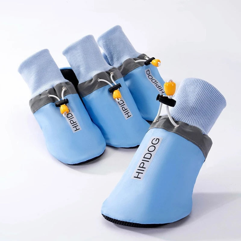 4pcs Set Waterproof Lightweight Pet Dog Shoes Anti-slip Daily Booties Footwear