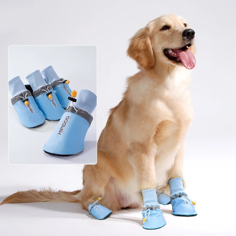 4pcs Set Waterproof Lightweight Pet Dog Shoes Anti-slip Daily Booties Footwear