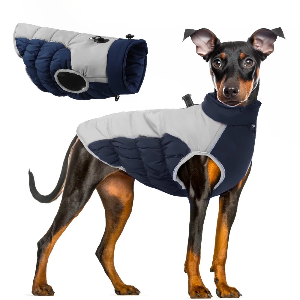 Reflective Dogs Winter Warm Thickening Jacket Windproof Dog Clothes with Harness