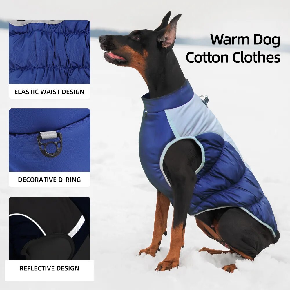Reflective Dogs Winter Warm Thickening Jacket Windproof Dog Clothes with Harness