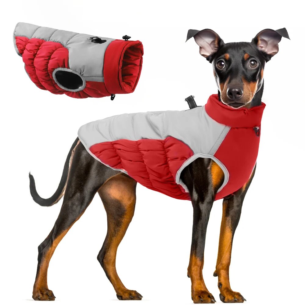 Reflective Dogs Winter Warm Thickening Jacket Windproof Dog Clothes with Harness