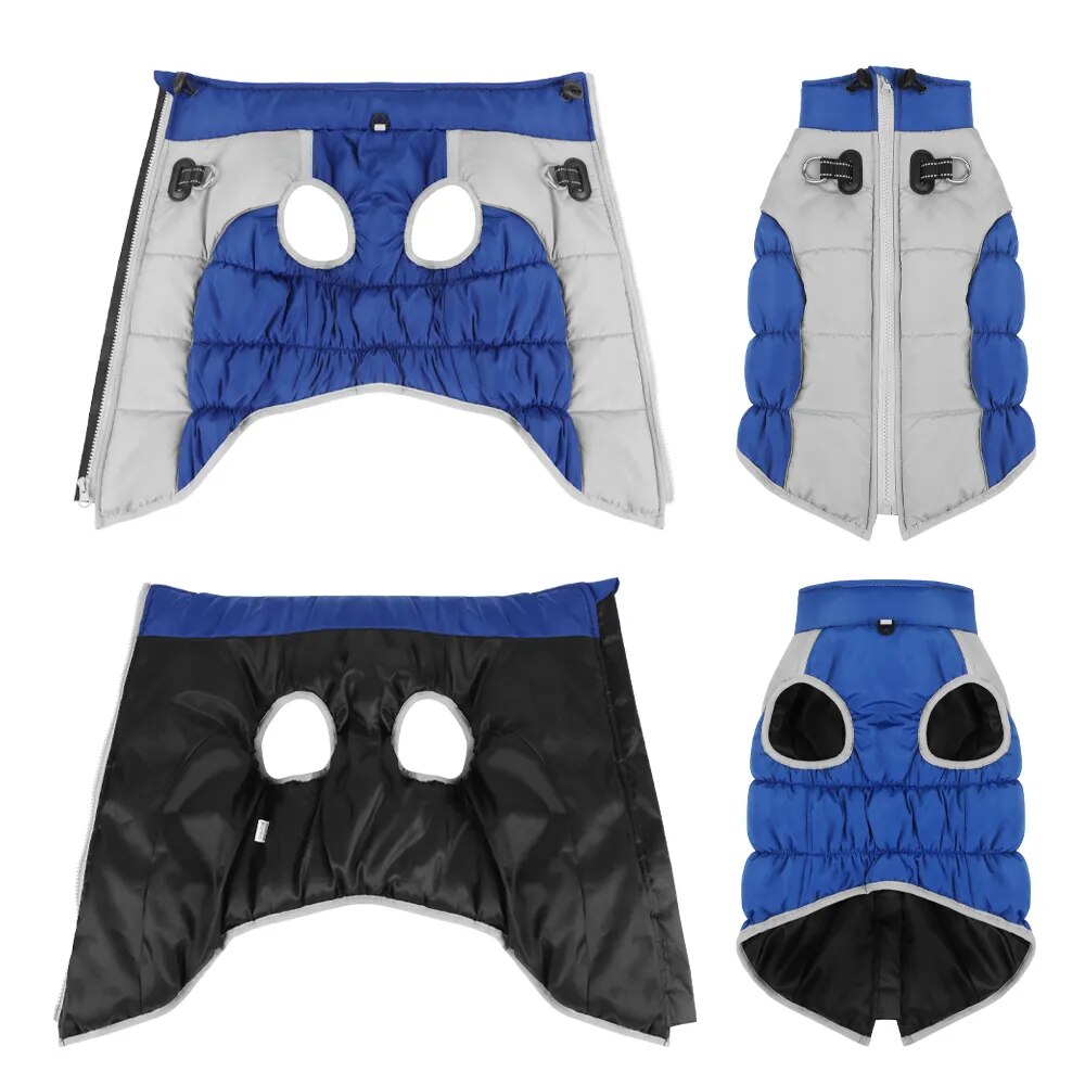 Reflective Dogs Winter Warm Thickening Jacket Windproof Dog Clothes with Harness