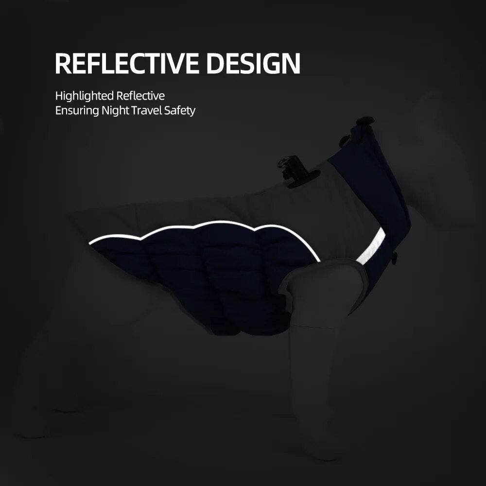 Reflective Dogs Winter Warm Thickening Jacket Windproof Dog Clothes with Harness