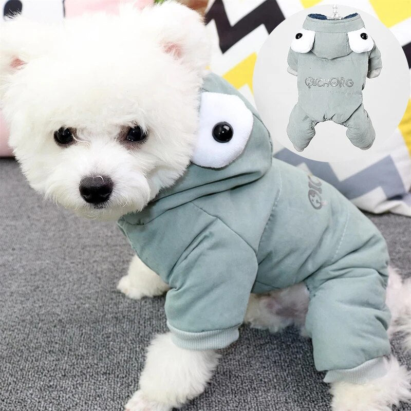 Winter Dog Clothes Warm Fleece Pet Jumpsuits Fashion Solid Pet Clothing