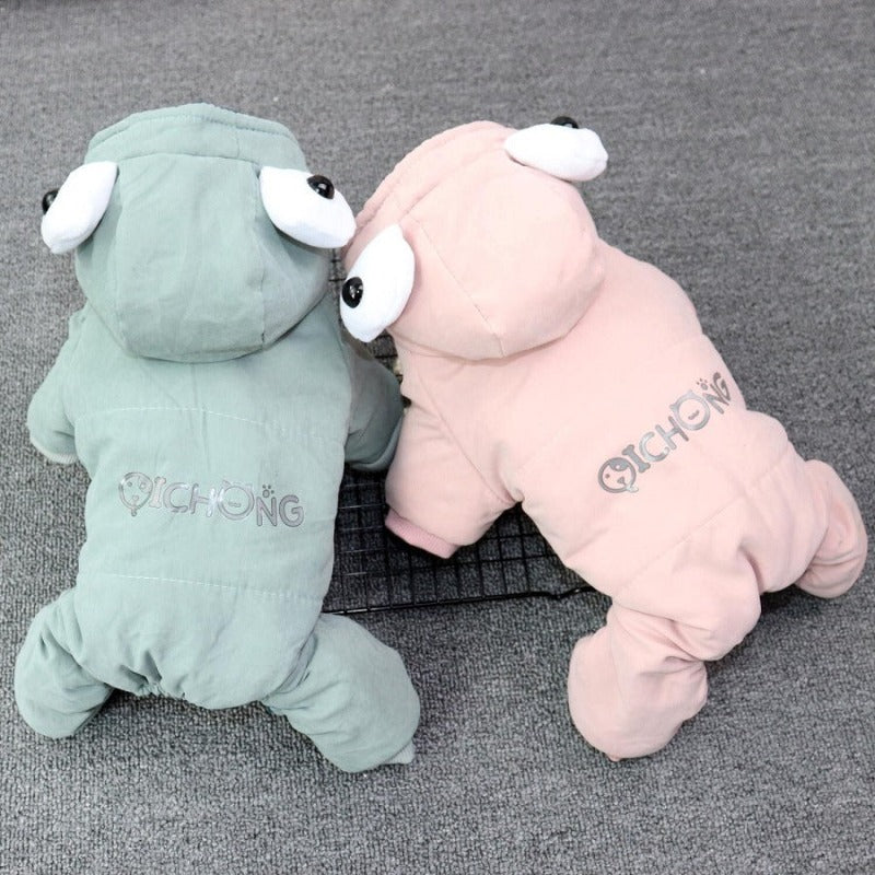 Winter Dog Clothes Warm Fleece Pet Jumpsuits Fashion Solid Pet Clothing