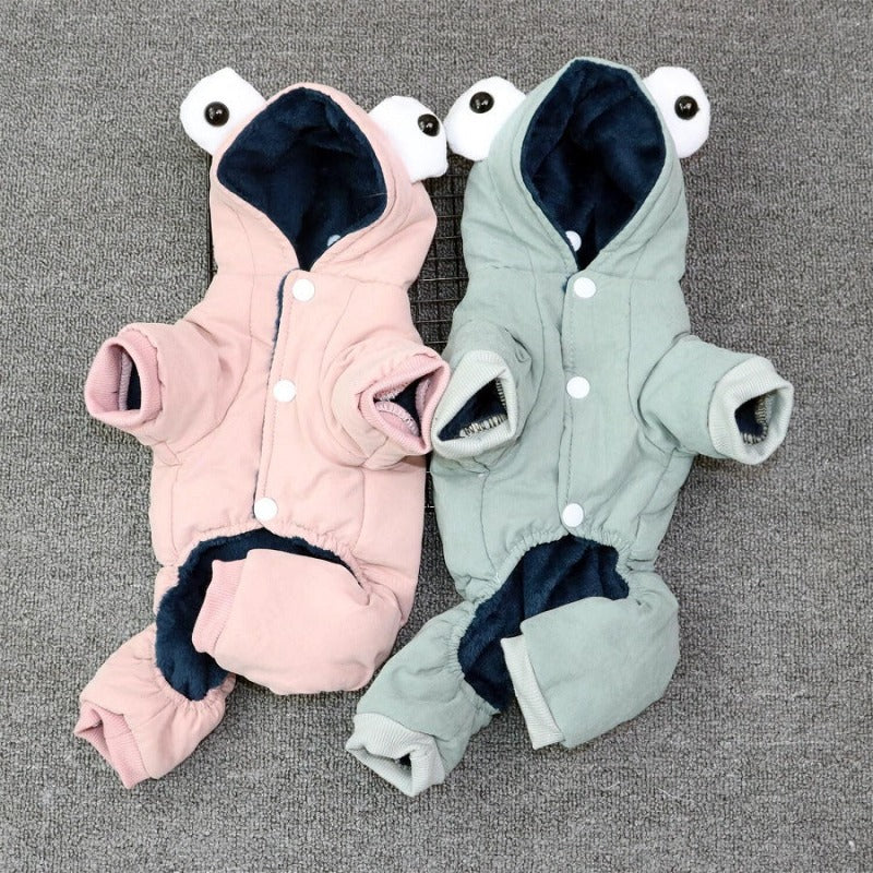 Winter Dog Clothes Warm Fleece Pet Jumpsuits Fashion Solid Pet Clothing