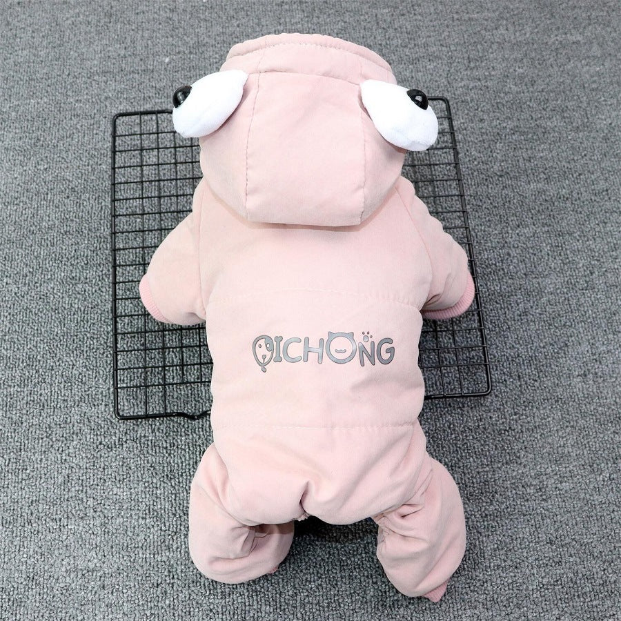Winter Dog Clothes Warm Fleece Pet Jumpsuits Fashion Solid Pet Clothing