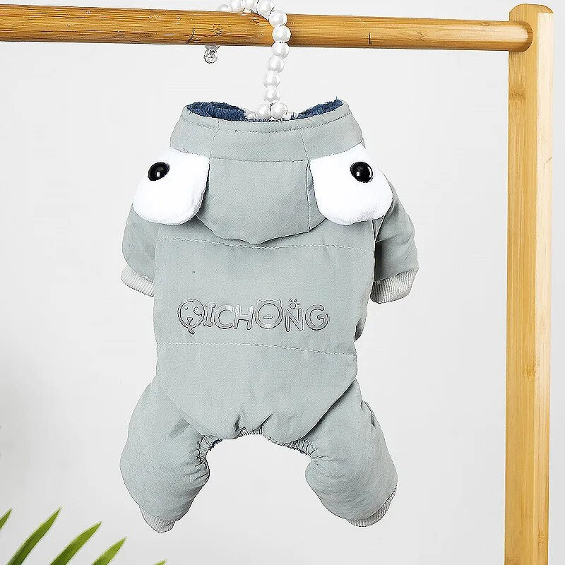 Winter Dog Clothes Warm Fleece Pet Jumpsuits Fashion Solid Pet Clothing