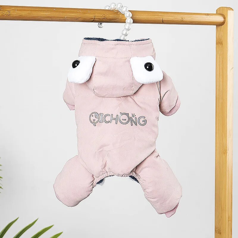 Winter Dog Clothes Warm Fleece Pet Jumpsuits Fashion Solid Pet Clothing