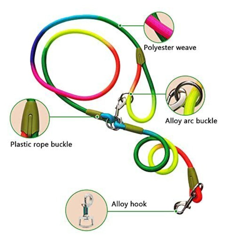 Dog Reflective Leash Pet Nylon Pull-free Hands-free Crossbody Leash