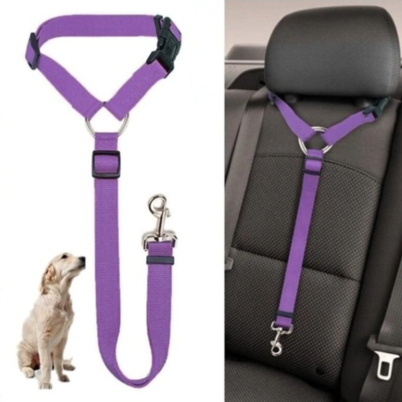Solid Color Two-in-one Pet Car Seat Belt Adjustable Dogs Harness