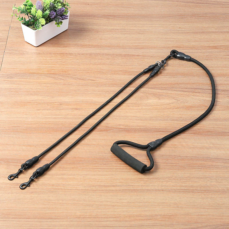 Pet Dog Leash Nylon Rope Double Dual Two Heads