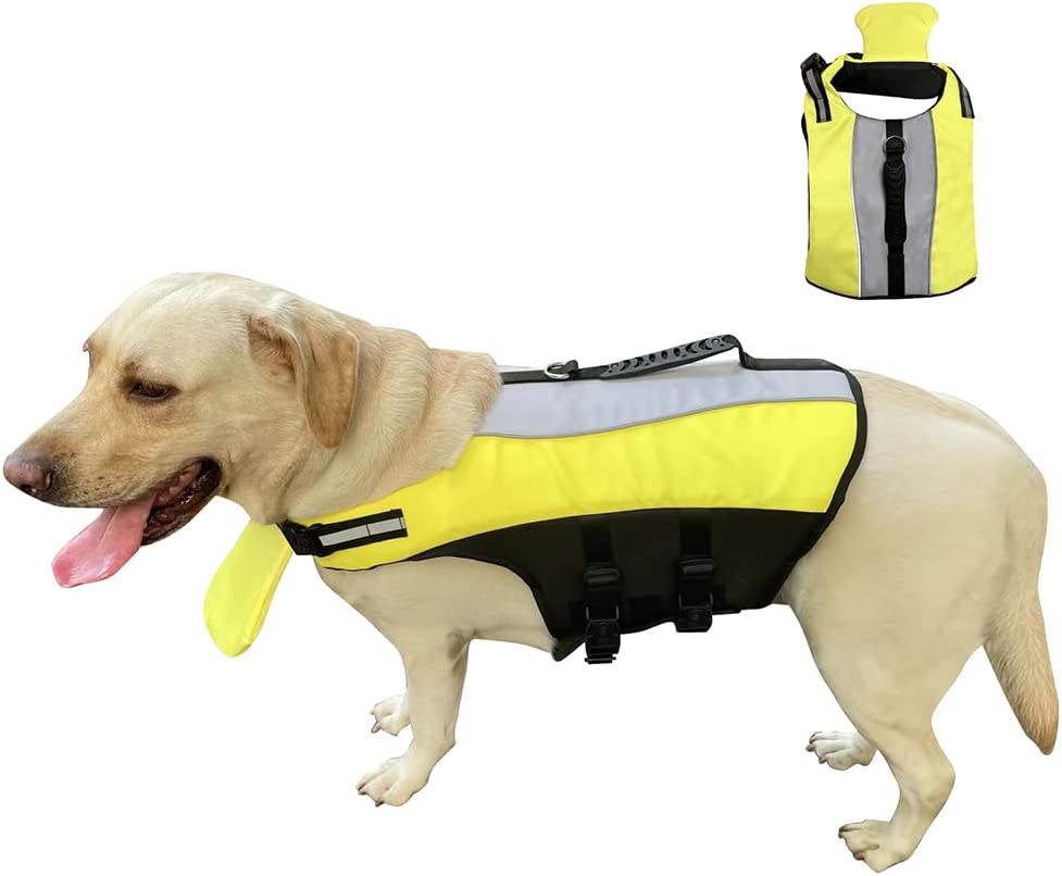 Dog Inflatable Life Jacket Vest, Dog Clothes Foldable and Convenient Safety Swimming Reflective Suit for Small Medium Large Dogs