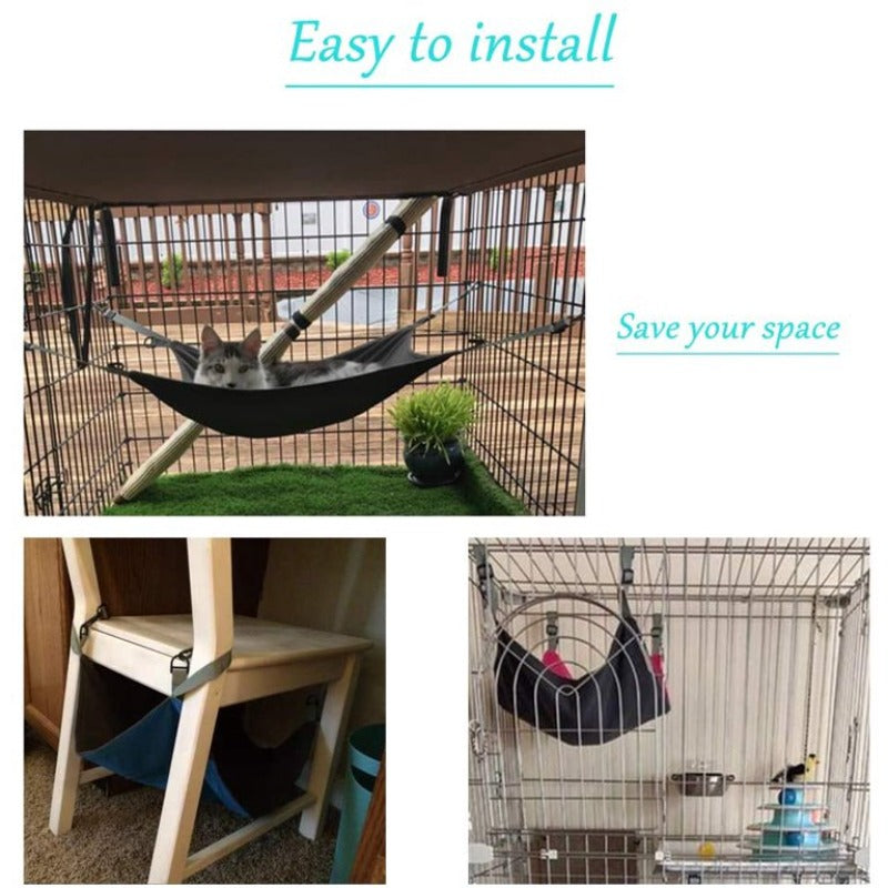Hanging Cat Hammock, Pet Hammock for Cage, Adjustable Cat Bed Two Sides Comfortable/Waterproof Resting Sleepy Pad for Cats Small Dogs Rabbits or Other Small Animals