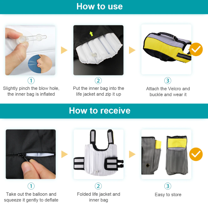 Dog Inflatable Life Jacket Foldable and Convenient Safety Swimming Reflective Suit