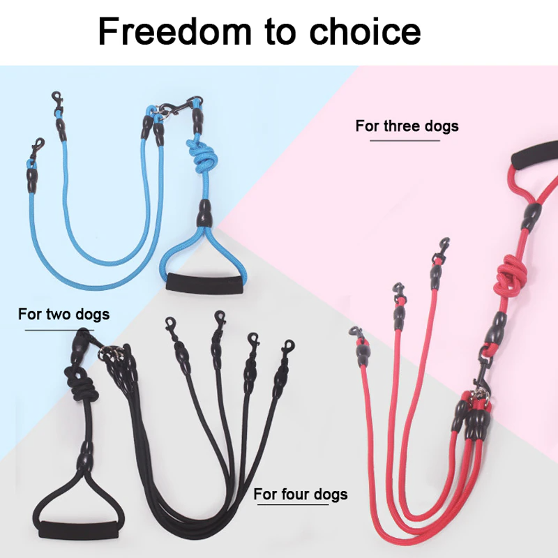 Pet Dog Leash Nylon Rope Double Dual Two Heads
