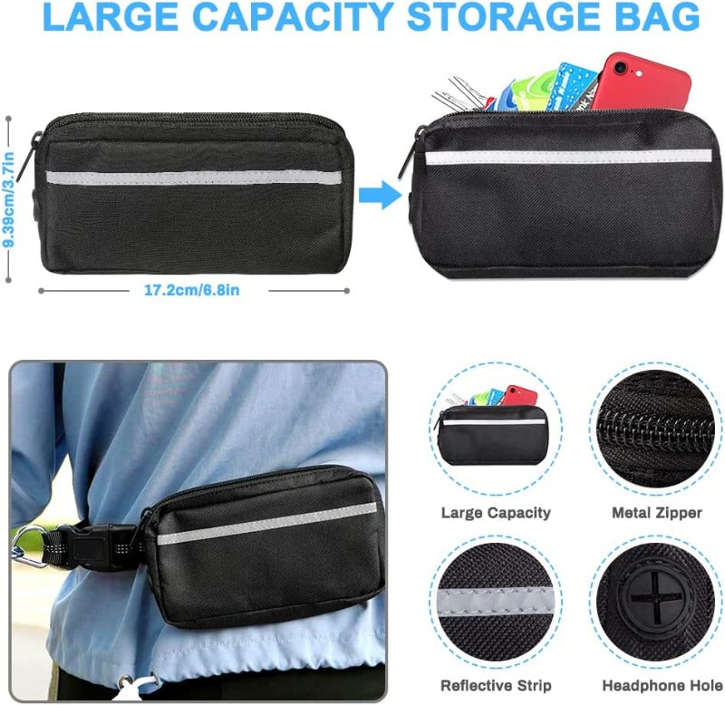 Hands Free Dog Leash with Waist Zipper Pocket Dual-Handle Reflective Bungee Suitable for Running Hiking Training Adjustable Waist Belt, Shock Absorbing for Small Medium and Large Dogs Pet Supplies