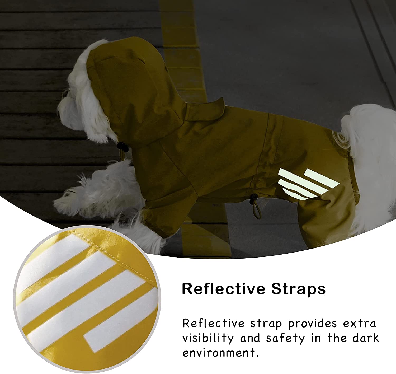 Pets Dog Raincoats With Hooded Reflective Strip
