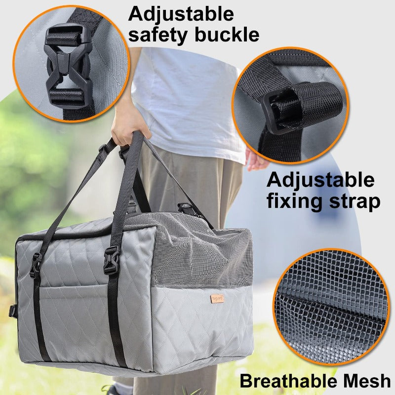 Dog Car Seat for Small Dogs, Portable and Washable Puppy Dog Booster Seats for Car Front Seat with Storage Pockets and Clip-On Leash , Breathable Folding Travel Carrier Bed or Bag