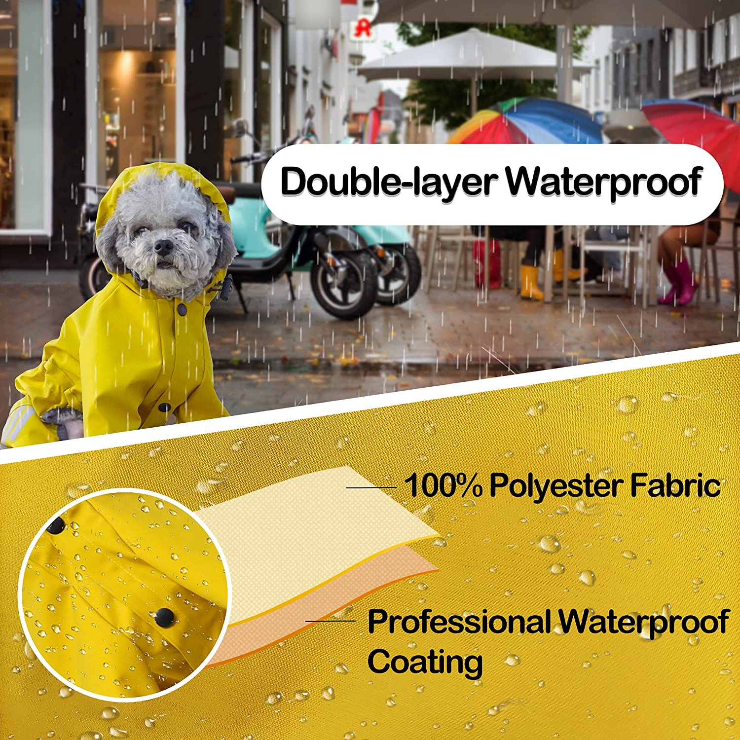 Pets Dog Raincoats With Hooded Reflective Strip