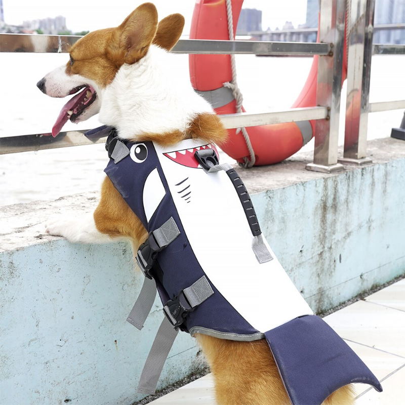 Pet Dog Life Jacket Vest Clothes Life Vest Collar Harness Pet Swimming Summer Swimwear Scales Shark Cooling Vest for Dog