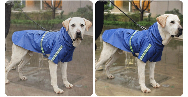 Pets Dog Raincoats Reflective Small Large Dogs Rain Coat Hood Waterproof Jacket Adjustable Lightweight Rain Poncho with Strip Reflective Fashion Outdoor Breathable Puppy Clothes
