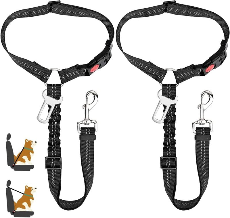 2 Pcs Dog Seat Belt Cat Seat Belts for Cars - Unique Denim & Nylon Fabric,Adjustable Dog Safety Belt