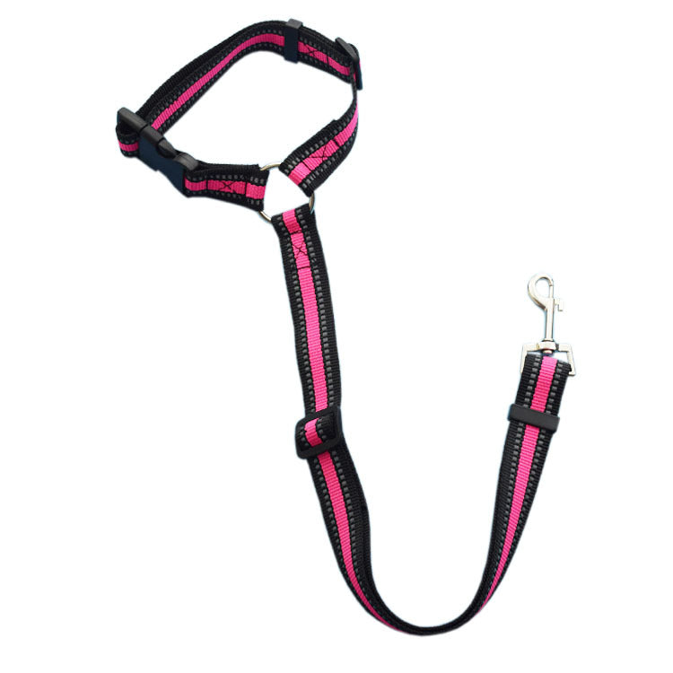 Solid Color Two-in-one Reflective Pet Car Seat Belt Adjustable Dogs Harness