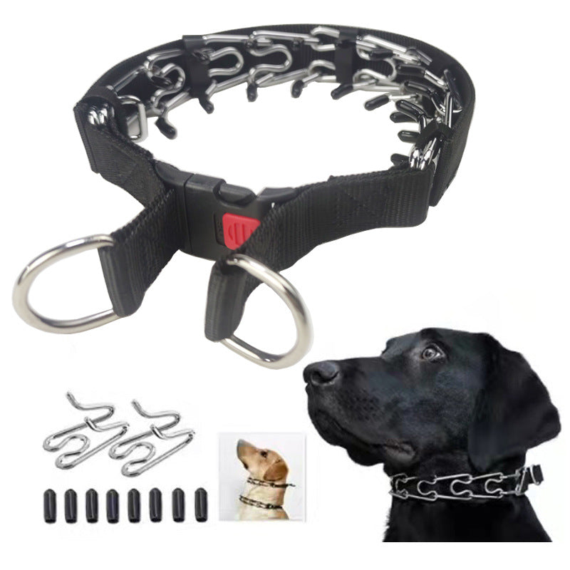 No Pull Nylon Cover Dog Prong Collar Dog Training Pinch Collar with Comfort Tip and Quick Release Buckle for All Sizes Dogs Pets