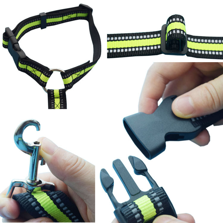 Solid Color Two-in-one Reflective Pet Car Seat Belt Adjustable Dogs Harness