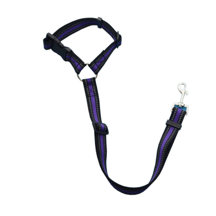 Solid Color Two-in-one Reflective Pet Car Seat Belt Adjustable Dogs Harness