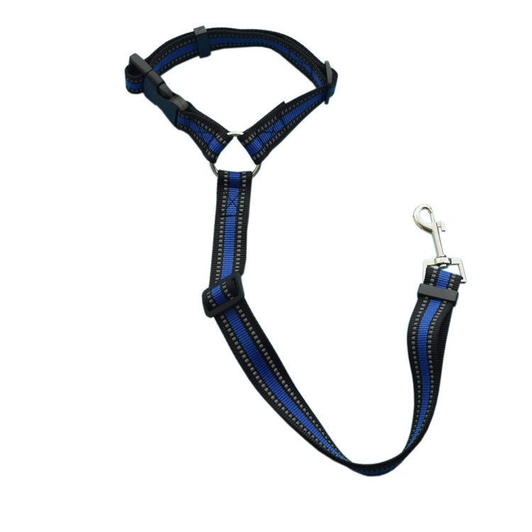 Solid Color Two-in-one Reflective Pet Car Seat Belt Adjustable Dogs Harness
