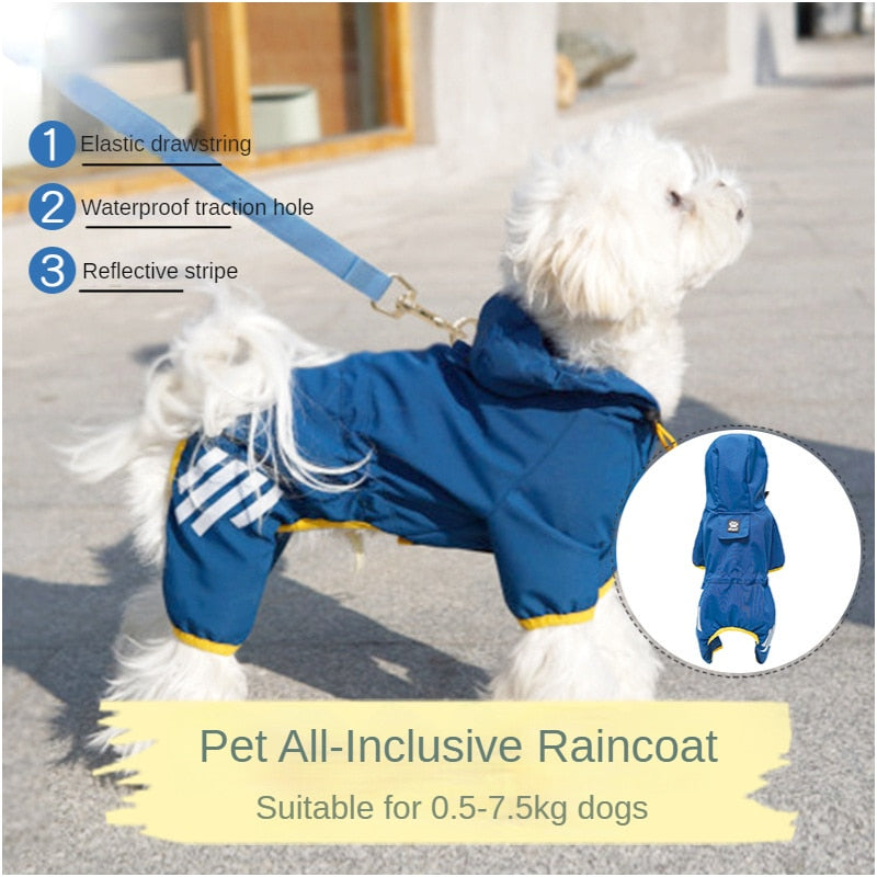 Pets Dog Raincoats With Hooded Reflective Strip