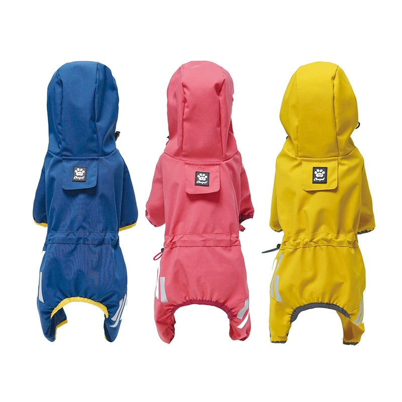 Pets Dog Raincoats With Hooded Reflective Strip