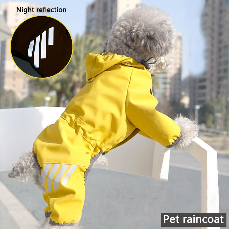 Pets Dog Raincoats With Hooded Reflective Strip