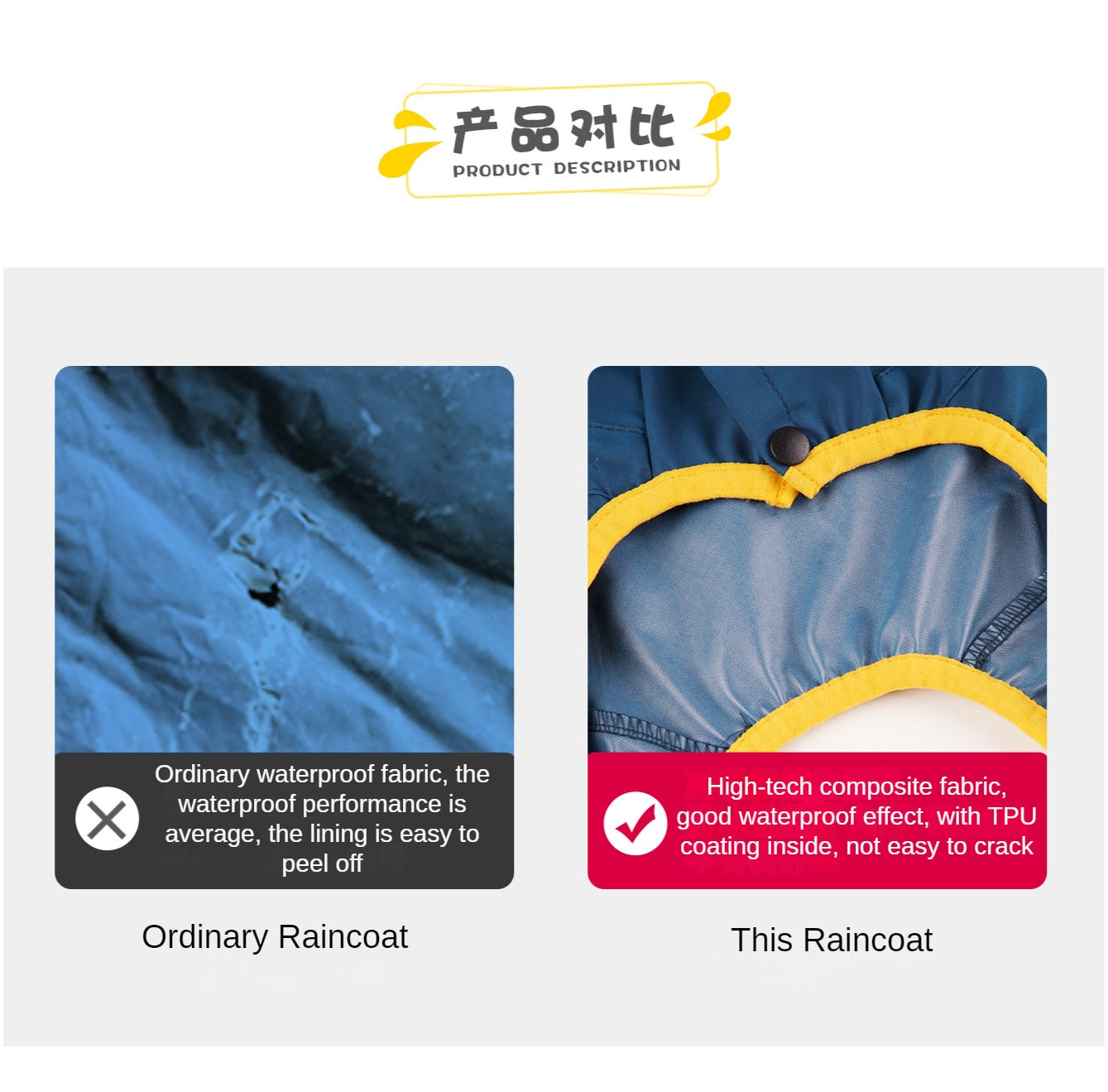 Pets Dog Raincoats With Hooded Reflective Strip