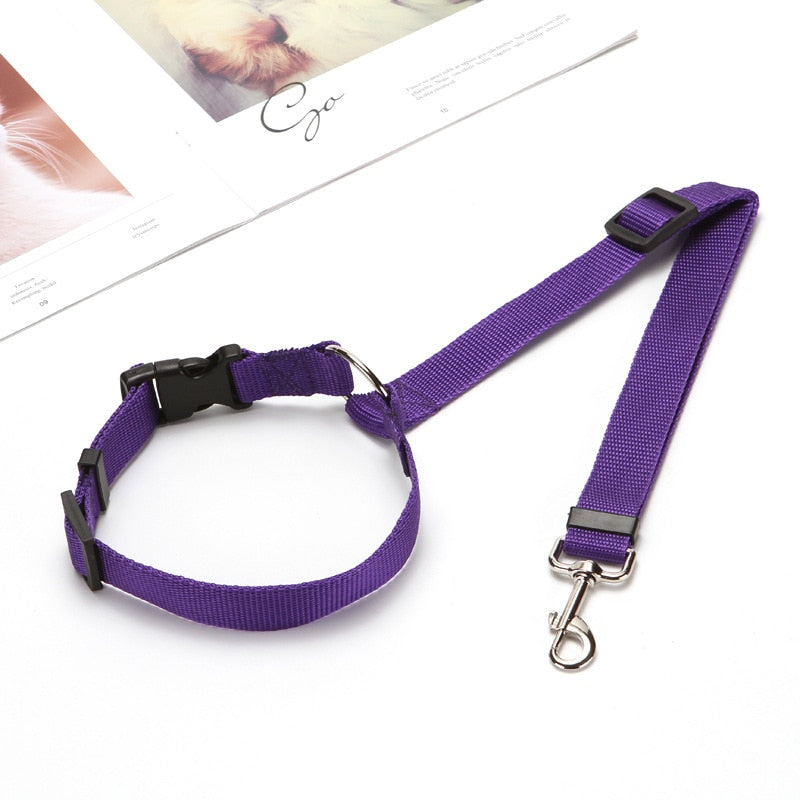 Solid Color Two-in-one Pet Car Seat Belt Adjustable Dogs Harness