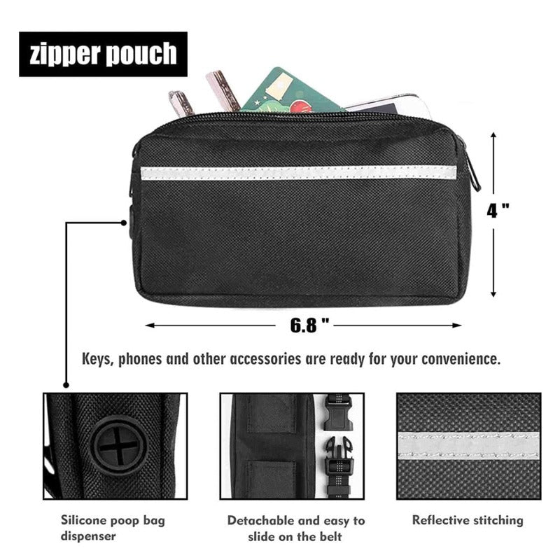 Hands Free Dog Leash with Waist Zipper Pocket Dual-Handle Reflective Bungee Suitable for Running Hiking Training Adjustable Waist Belt, Shock Absorbing for Small Medium and Large Dogs Pet Supplies