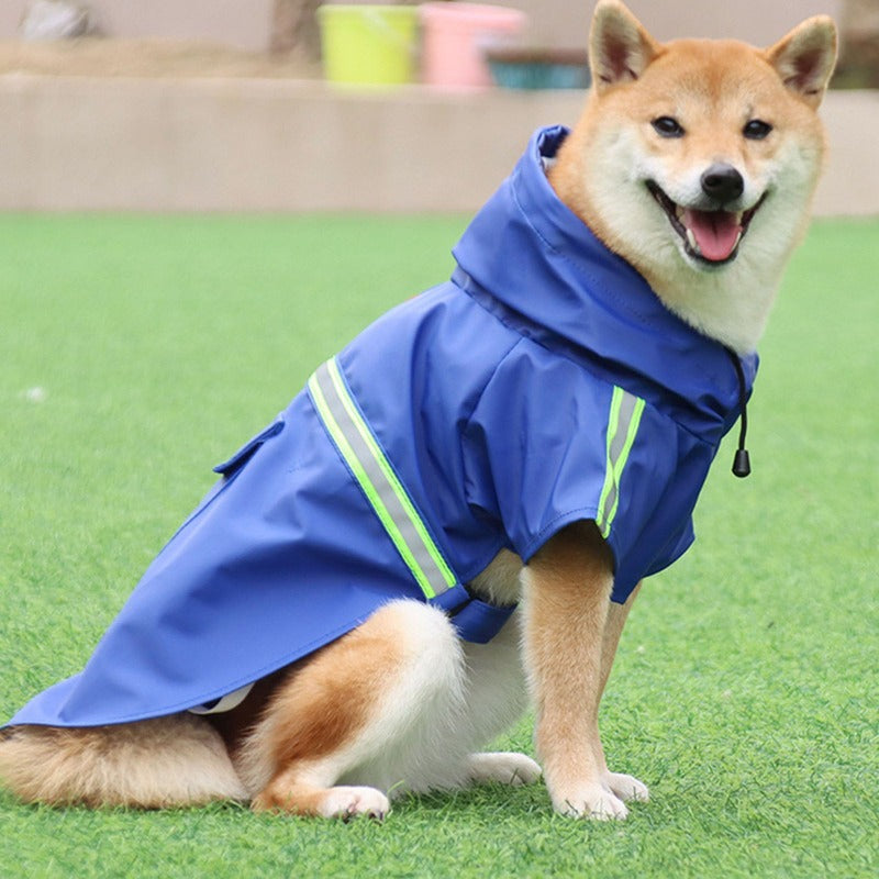Pets Dog Raincoats Reflective Small Large Dogs Rain Coat Hood Waterproof Jacket Adjustable Lightweight Rain Poncho with Strip Reflective Fashion Outdoor Breathable Puppy Clothes