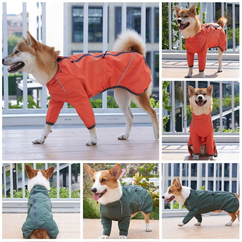 Pet Dog Jacket Reflective Windproof Outdoor Jackets for Small Large Dogs Waterproof Dog Snowsuit Adjustable Back Zipper Pet Rain Coat Supplies