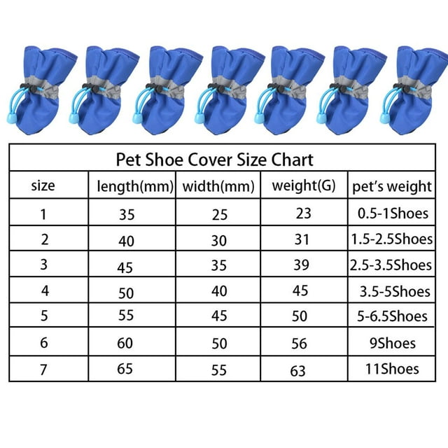 4pcs/Set Waterproof Pet Dog Shoes Non-Slip Rain Boots Shoes