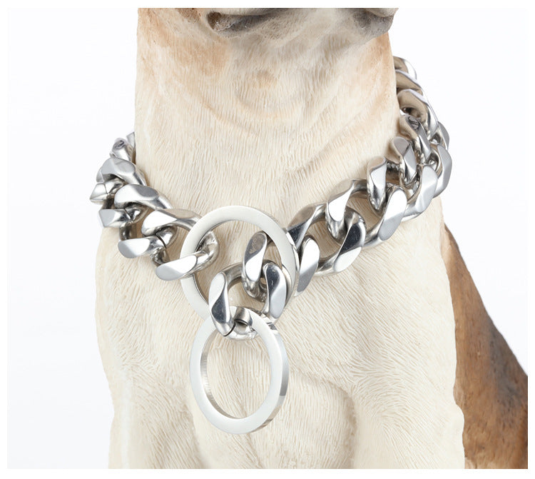 Gold Stainless Steel P Chain Slip Dog Collar Metal Training Choke Collar for Large Breed Dogs