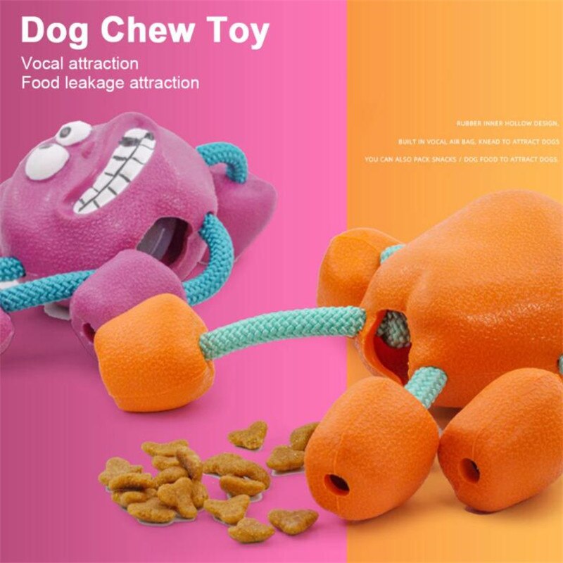1pc Soft Screaming Bite Non-Toxic Rubber Dog Rope Toy Squeaky Toys Interactive
