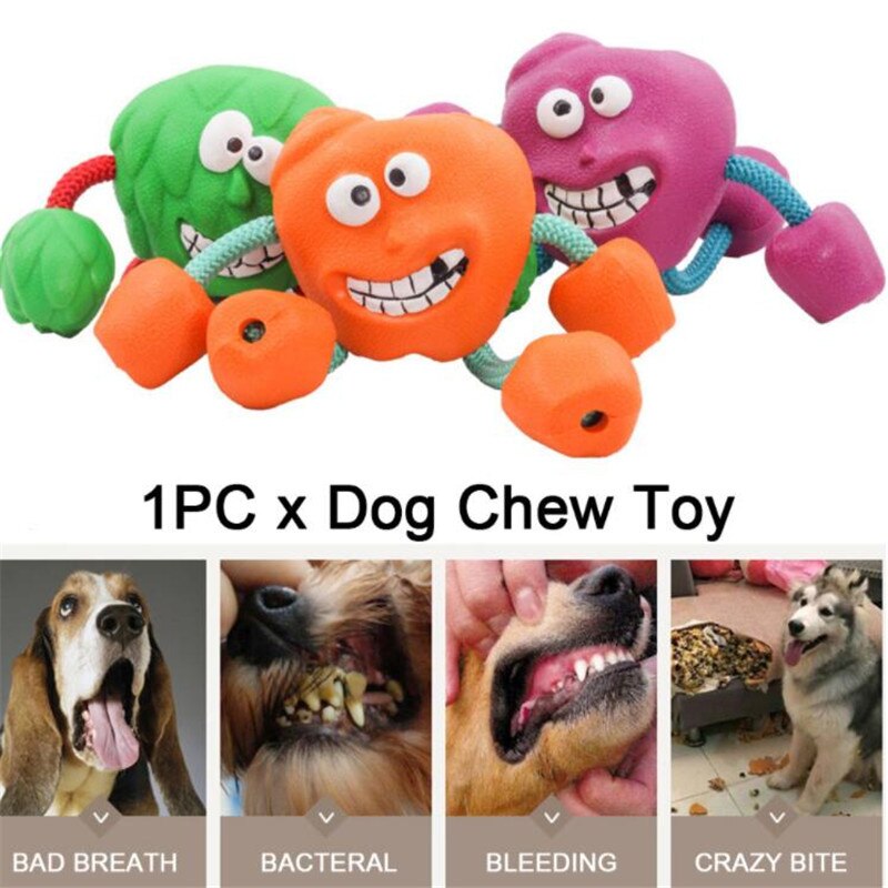 1pc Soft Screaming Bite Non-Toxic Rubber Dog Rope Toy Squeaky Toys Interactive