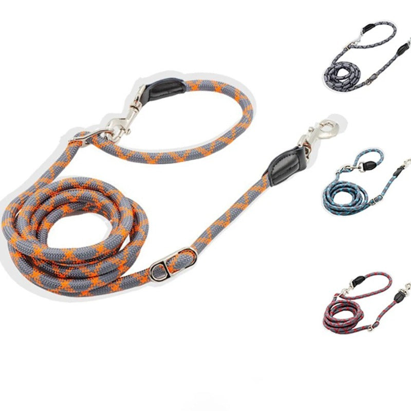 2.6M Hands Free Dog Slip Leash Multifunctional Dog Training Leads Nylon Double Leash