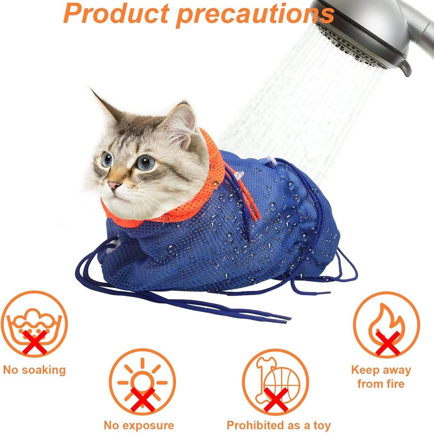 Cat Shower Cleaning & Restraint Bag Multifunctional Adjustable Polyester Beauty Bath Bag