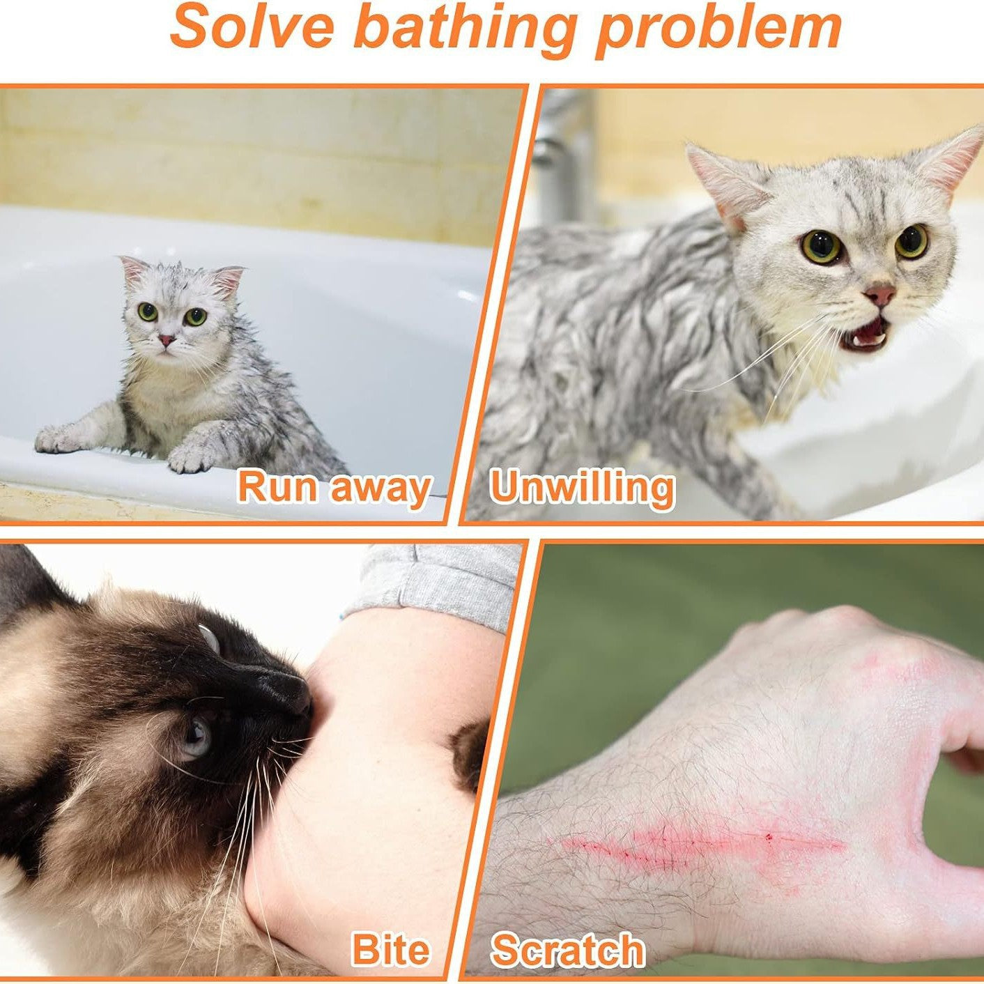 Cat Shower Cleaning & Restraint Bag Multifunctional Adjustable Polyester Beauty Bath Bag