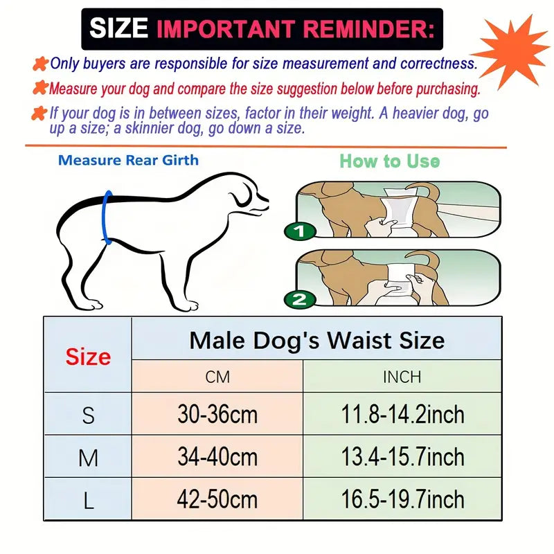 3 Pcs Set Male Dog Reusable Diapers Washable Male Dog Wrap Diaper