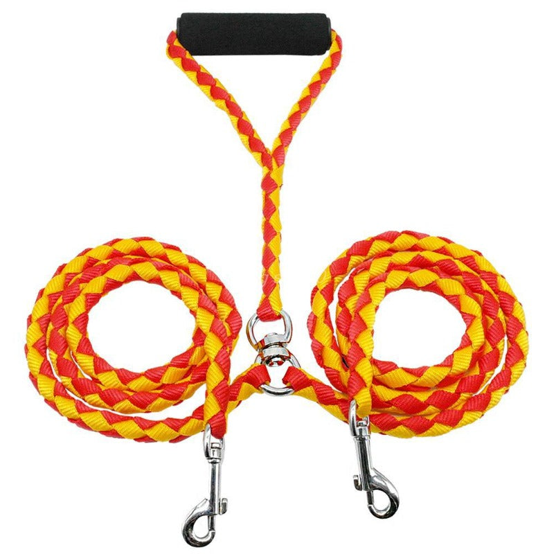 Two Dogs Nylon Tangle Free Dual Pet Dog Double Leash
