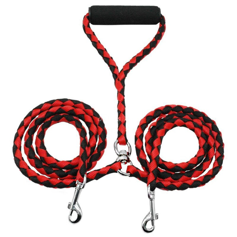 Two Dogs Nylon Tangle Free Dual Pet Dog Double Leash